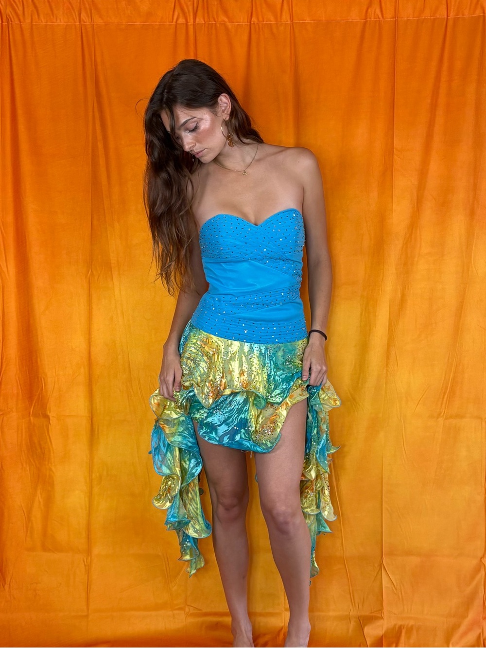 THE MOST INSANE y2k high low asymmetrical mermaid dress😍